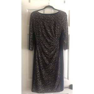 LAUREN by Ralph Lauren blue & black Leopard dress